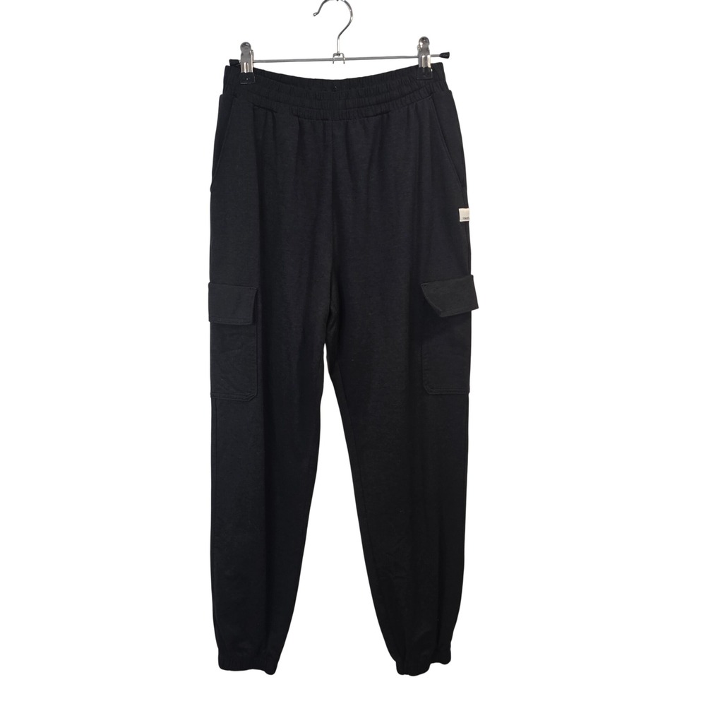Vuori Cargo Joggers Women Small Black Knit Elastic Waist Pockets Cuffed Pants